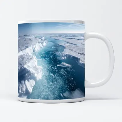 Arctic Ice Sheet Cracking Blue Frozen Landscape