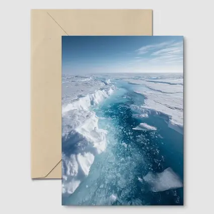 Arctic Ice Sheet Cracking Blue Frozen Landscape