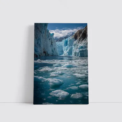 Glacier Calving Into Icy Blue Waters