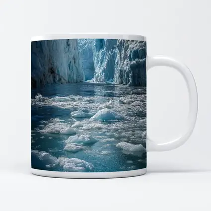 Glacier Calving Into Icy Blue Waters