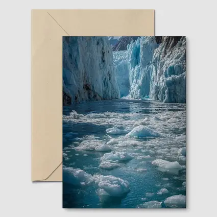 Glacier Calving Into Icy Blue Waters