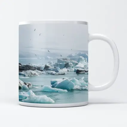 Icebergs Floating in Glacial Arctic Waters