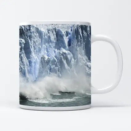 Glacier Calving Ice Wall Ocean Spray