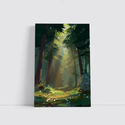 Sunlit Forest Path Digital Illustration Art