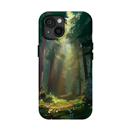 Sunlit Forest Path Digital Illustration Art