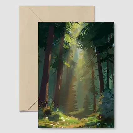 Sunlit Forest Path Digital Illustration Art