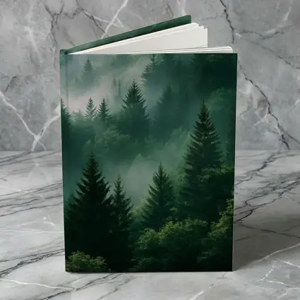 Misty Green Forest Pine Trees Mountain Landscape