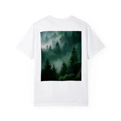Misty Green Forest Pine Trees Mountain Landscape