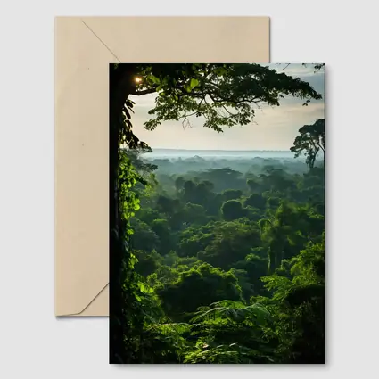Dense Tropical Rainforest Canopy Misty Horizon