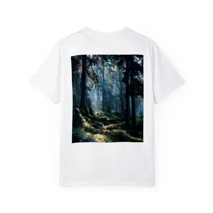 Misty Forest Path With Tall Pine Trees