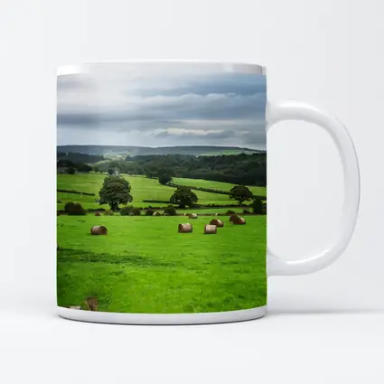 Green English Fields Hay Bales Countryside
