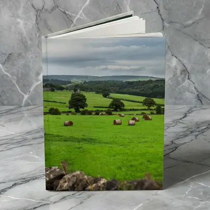 Green English Fields Hay Bales Countryside
