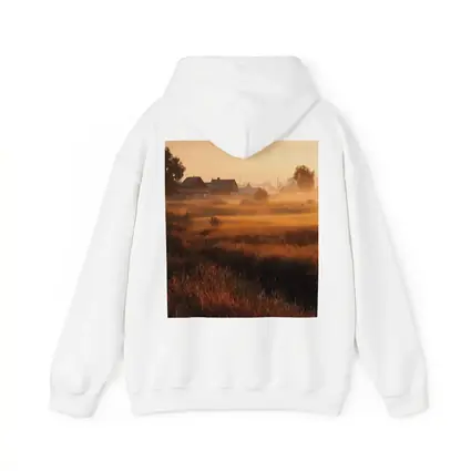 Misty Rural Village at Golden Sunrise