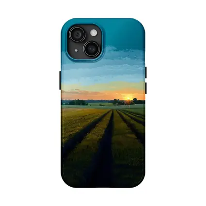 Sunset Over Green Farm Fields Art