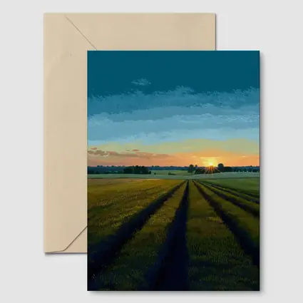 Sunset Over Green Farm Fields Art