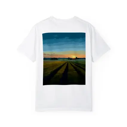 Sunset Over Green Farm Fields Art