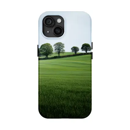Green Rolling Fields With Trees Landscape
