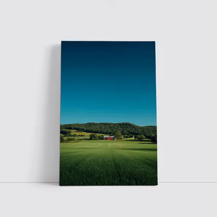 Red Barn Green Fields Rolling Hills Landscape