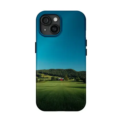 Red Barn Green Fields Rolling Hills Landscape