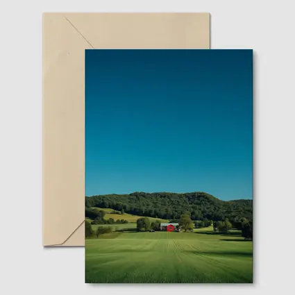 Red Barn Green Fields Rolling Hills Landscape