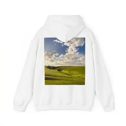 Cows Grazing Green Rolling Hills Sunny Sky