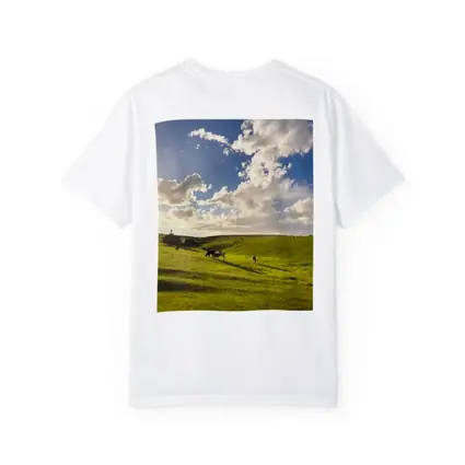 Cows Grazing Green Rolling Hills Sunny Sky