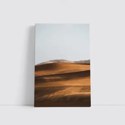Lone Figure Walking Desert Sand Dunes