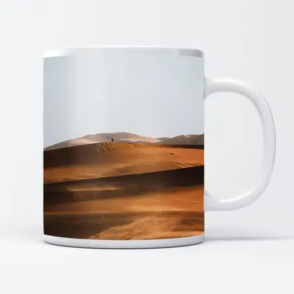 Lone Figure Walking Desert Sand Dunes
