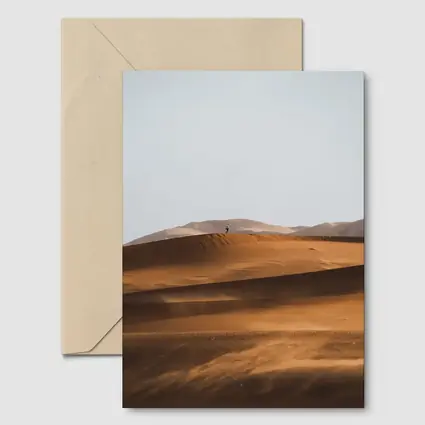 Lone Figure Walking Desert Sand Dunes