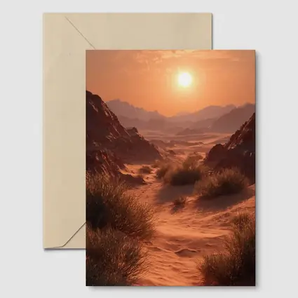 Desert Canyon Sunset Warm Golden Sky