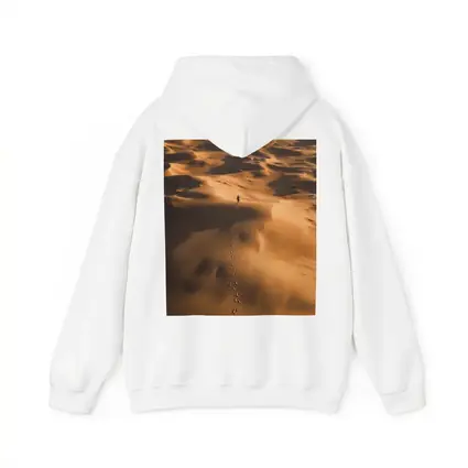 Lone Figure Walking Vast Golden Desert Dunes