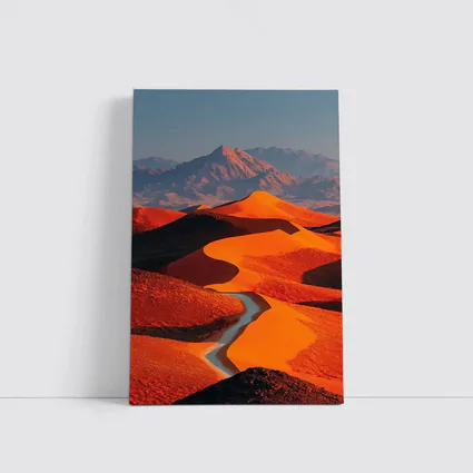 Orange Desert Dunes Winding Road Mountain