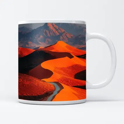 Orange Desert Dunes Winding Road Mountain