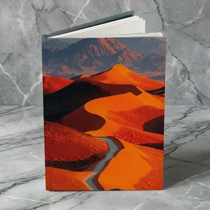 Orange Desert Dunes Winding Road Mountain