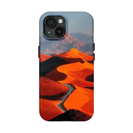 Orange Desert Dunes Winding Road Mountain