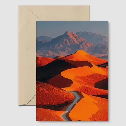 Orange Desert Dunes Winding Road Mountain