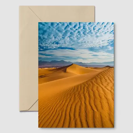 Golden Sand Dunes Blue Cloudy Sky