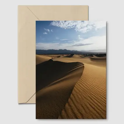 Golden Sand Dunes Desert Mountain Horizon