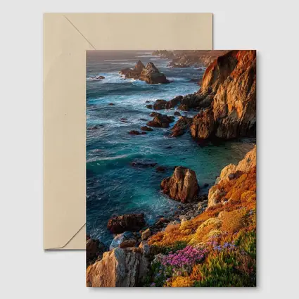 Big Sur Rocky Coastline Golden Hour Seascape