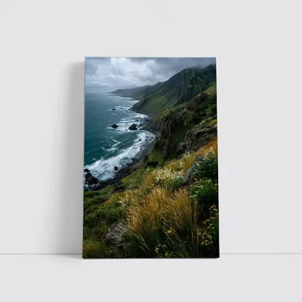 Rugged Coastal Cliffs Wild Grass Ocean View