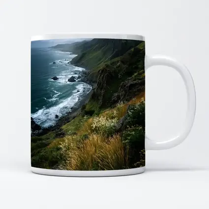 Rugged Coastal Cliffs Wild Grass Ocean View