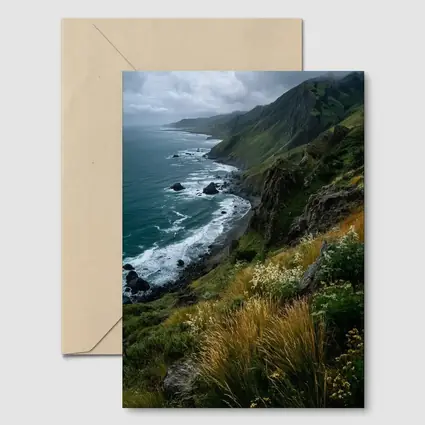 Rugged Coastal Cliffs Wild Grass Ocean View