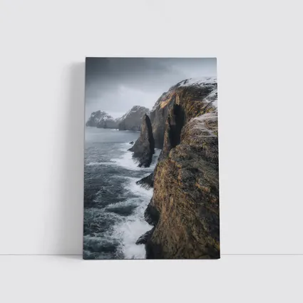 Rocky Coastal Cliffs Winter Ocean Waves