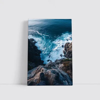 Cliff Edge View Over Ocean Waves