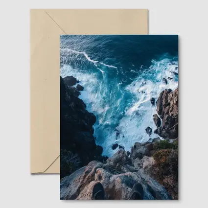 Cliff Edge View Over Ocean Waves