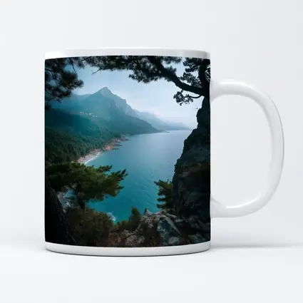 Rocky Coastal Cliffs Pine Trees Mountain View