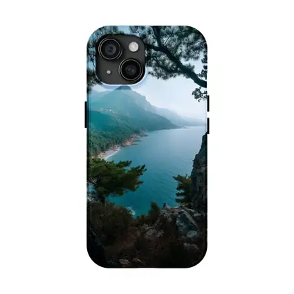 Rocky Coastal Cliffs Pine Trees Mountain View