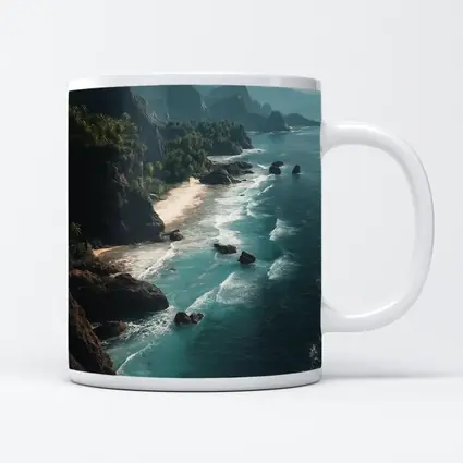 Aerial Coastal Cliffs Turquoise Ocean Waves