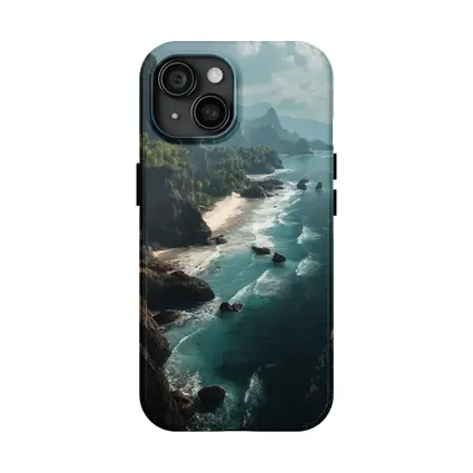 Aerial Coastal Cliffs Turquoise Ocean Waves
