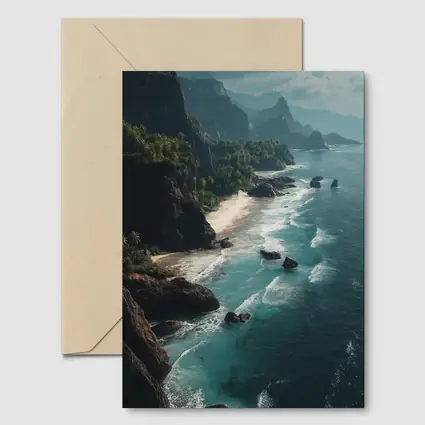 Aerial Coastal Cliffs Turquoise Ocean Waves